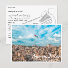 Amman Jordan mit jordanischer Flagge Postkarte
