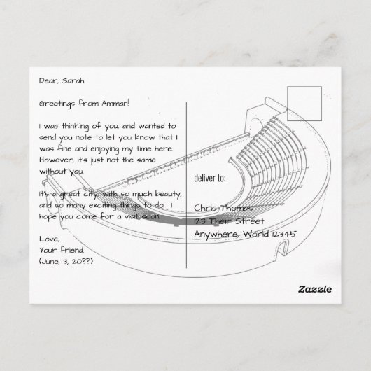 Amman Jordan mit jordanischer Flagge Postkarte (Rückseite)