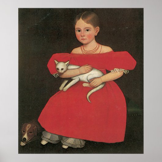 Ammi Phillips Girl in Rot mit ihrer Katze und ihre Poster (Vorne)