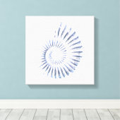 Ammonit blau auf weißgestrichene Canvas Print Leinwanddruck (Insitu (Holzboden))