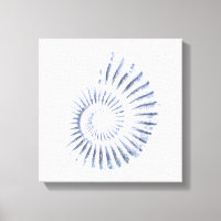 Ammonit blau auf weißgestrichene Canvas Print