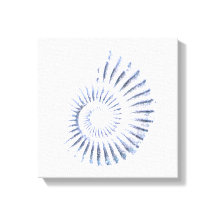 Ammonit blau auf weißgestrichene Canvas Print