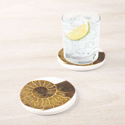 Ammonit-Fossil Sandstein Untersetzer (Seite)