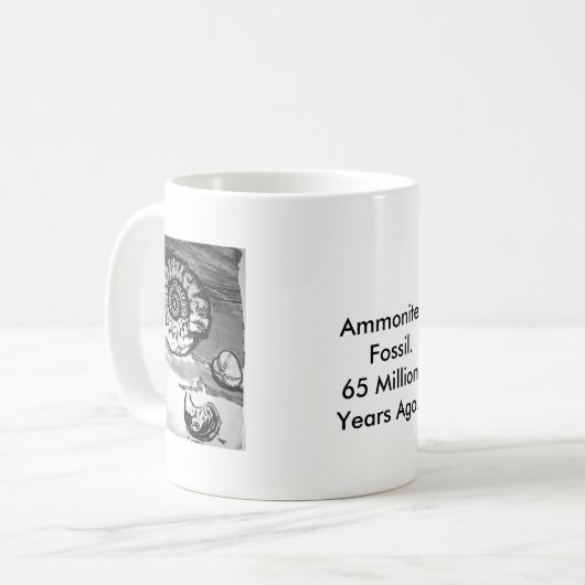 Ammonit-Fossil-Schale Kaffeetasse (Vorderseite Links)