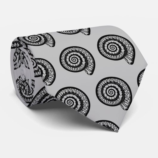 Ammonit Fossil, Spiral Seashell in Grau und Schwar Krawatte (Gerollt)
