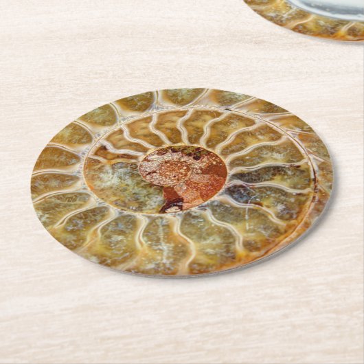 Ammonit-Fossil-Untersetzer Runder Pappuntersetzer (Angewinkelt)