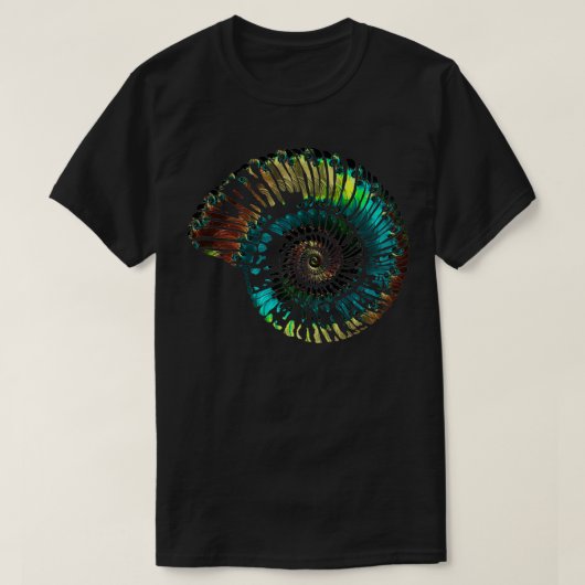 Ammonit Fossil Vector Opaleszenz Glasmuster T-Shirt (Design vorne)