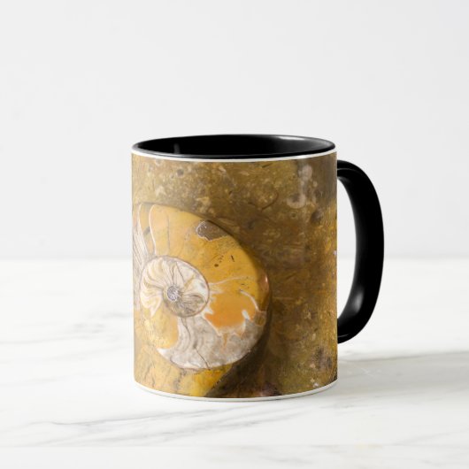 Ammonit und andere Fossilien in Gestein Tasse (VorderseiteRechts)