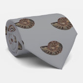 Ammonite Fossil Foto auf grauem Neck Tie Krawatte (Gerollt)