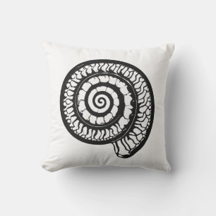 Ammonite Fossil - Spiral Seashell Kissen