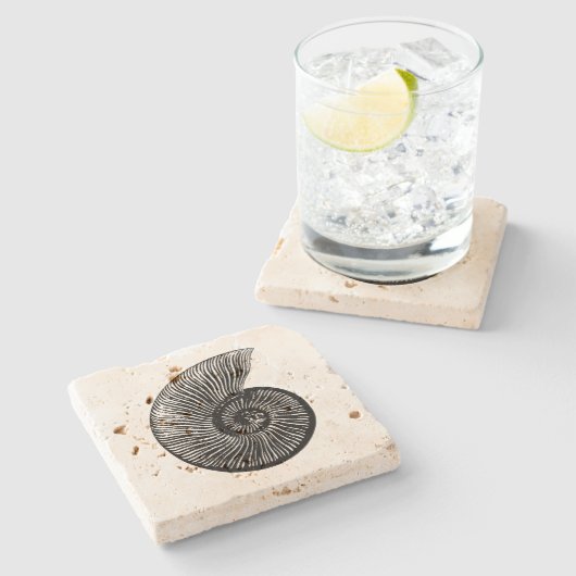 Ammonite Fossil Steinuntersetzer (Seitenansicht)