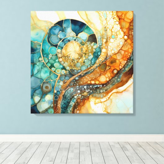 Ammonite Gem Fossil Leinwand Art (Insitu (Holzboden))
