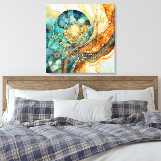 Ammonite Gem Fossil Leinwand Art (Insitu (Schlafzimmer))
