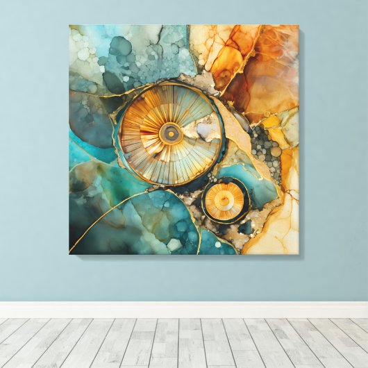 Ammonite Gem Fossil Leinwand Art (Insitu (Holzboden))