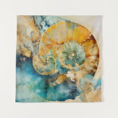 Ammonite Gem Fossil Tapestry Wandteppich (Vorderseite (Horizontal))