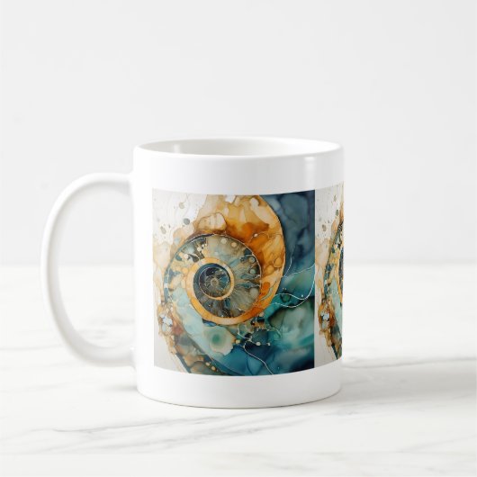 Ammonite Gem Fossil Tasse (Links)