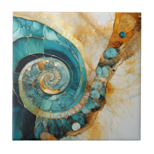 Ammonite Gem Fossil Tile Fliese