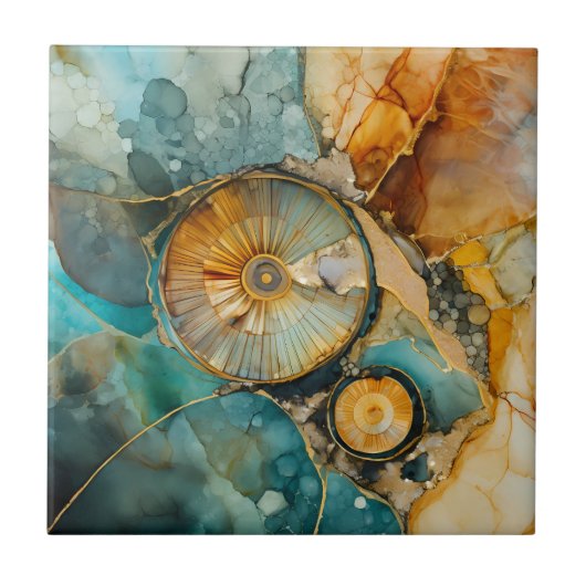 Ammonite Gem Fossil Tile Fliese (Vorderseite)