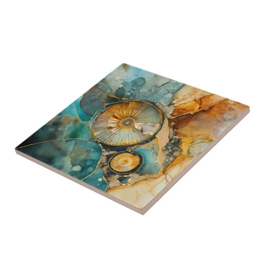 Ammonite Gem Fossil Tile Fliese (Seite)