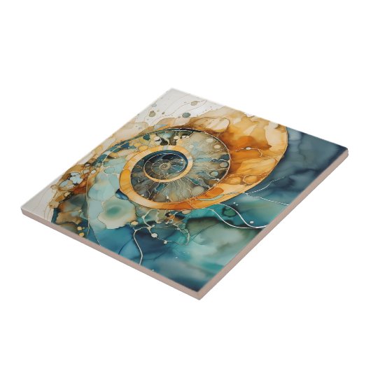 Ammonite Gem Fossil Tile Fliese (Seite)