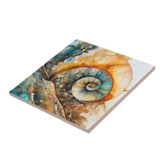 Ammonite Gem Fossil Tile Fliese (Seite)