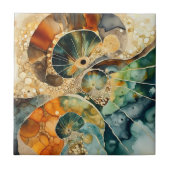 Ammonite Gem Fossil Tile Fliese (Vorderseite)