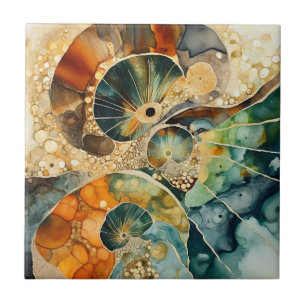 Ammonite Gem Fossil Tile Fliese