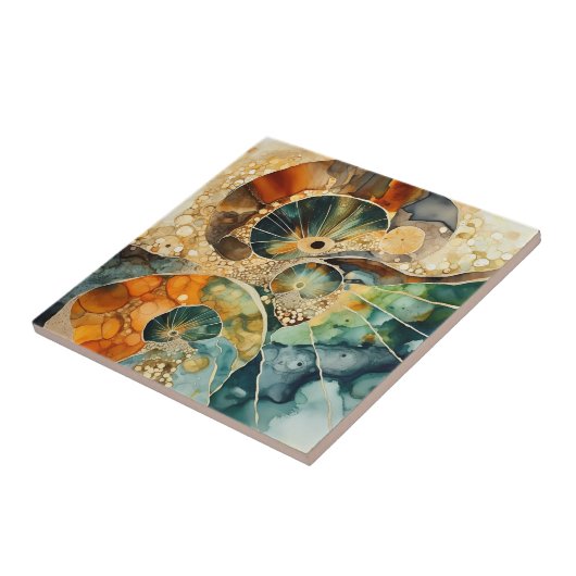 Ammonite Gem Fossil Tile Fliese (Seite)
