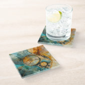 Ammonite Gem Fossil Untersetzer (Schrägansicht)