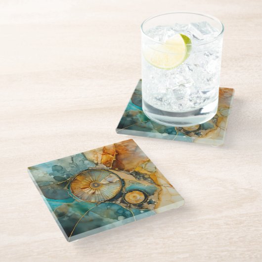 Ammonite Gem Fossil Untersetzer (Schrägansicht)