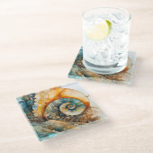 Ammonite Gem Fossil Untersetzer (Schrägansicht)