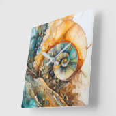 Ammonite Gem Fossil Wall Clock Quadratische Wanduhr (Winkel)