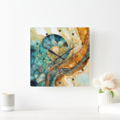 Ammonite Gem Fossil Wall Clock Quadratische Wanduhr (Zuhause)