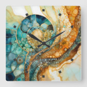 Ammonite Gem Fossil Wall Clock Quadratische Wanduhr (Vorderseite)