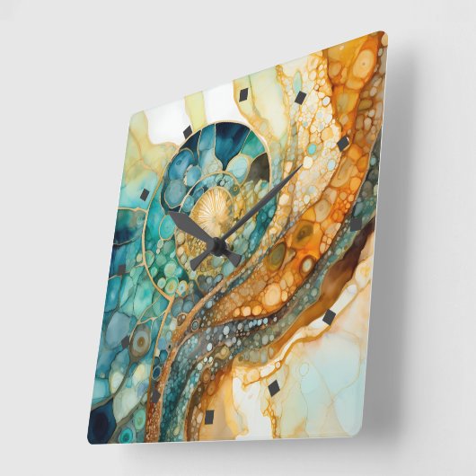 Ammonite Gem Fossil Wall Clock Quadratische Wanduhr (Winkel)