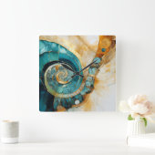Ammonite Gem Fossil Wall Clock Quadratische Wanduhr (Zuhause)
