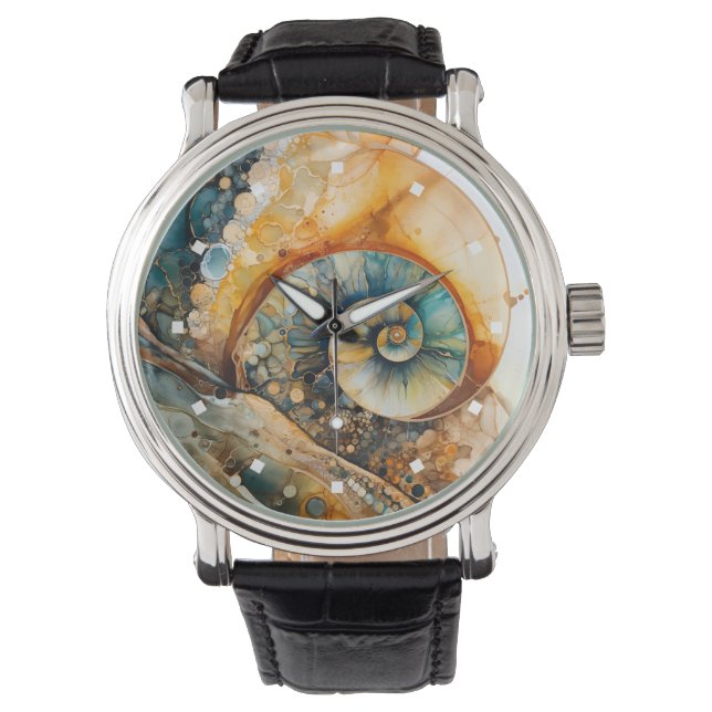 Ammonite Gem Fossil Watch Armbanduhr (Vorderseite)