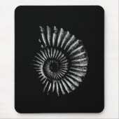 Ammonite White auf Black Mousepad (Vorne)