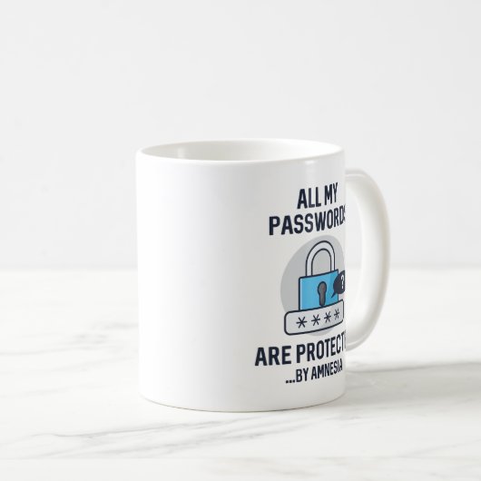 Amnesia Passwords Kaffeetasse (VorderseiteRechts)