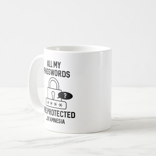 Amnesia Passwords Kaffeetasse (Vorderseite Links)