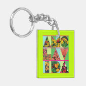 AMO LA VIDA Limoner blaugrüner Blumenstrauß Schlüsselanhänger (Vorderseite links)