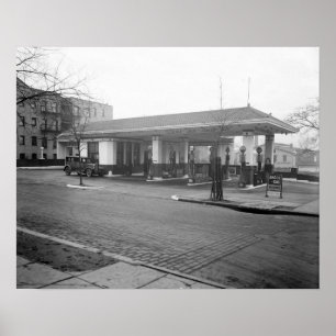 Amoco-Tankstelle, 1925. Vintage-Foto Poster