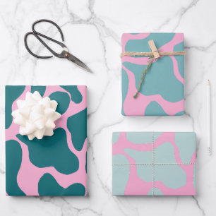 Amoeba Moderne Bio Formen Circle Blue Turquoise Geschenkpapier Set