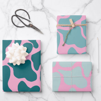 Amoeba Moderne Bio Formen Circle Blue Turquoise Geschenkpapier Set