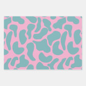 Amoeba Moderne Bio Formen Circle Blue Turquoise Geschenkpapier Set (Vorderseite 2)