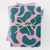 Amoeba Moderne Bio Formen Circle Blue Turquoise Geschenkpapier Set (Beispiel)