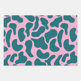 Amoeba Moderne Bio Formen Circle Blue Turquoise Geschenkpapier Set