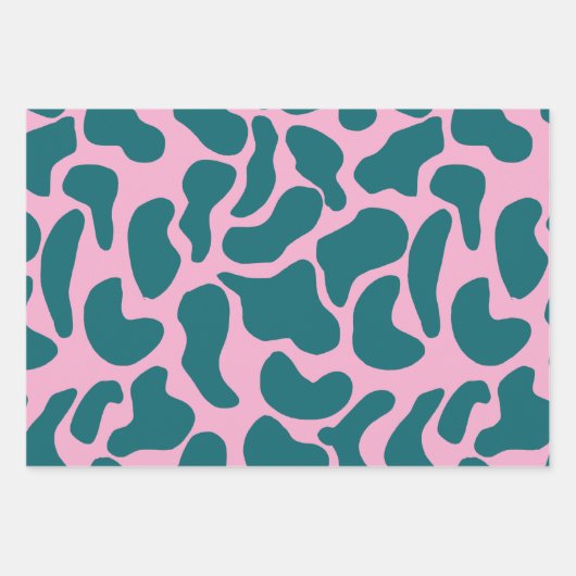 Amoeba Moderne Bio Formen Circle Blue Turquoise Geschenkpapier Set (Vorderseite)