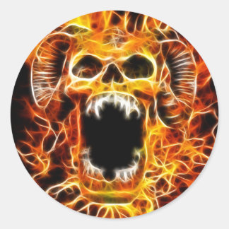 Amon Fiery Skull Runder Aufkleber