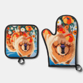 AMONG THE POPPIES Chow Ofenhandschuh & Topflappen-Set (Vorderseite)